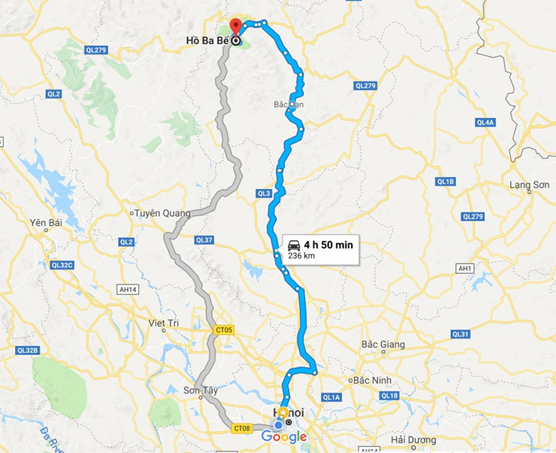 Bản đồ du lịch hồ Ba Bể