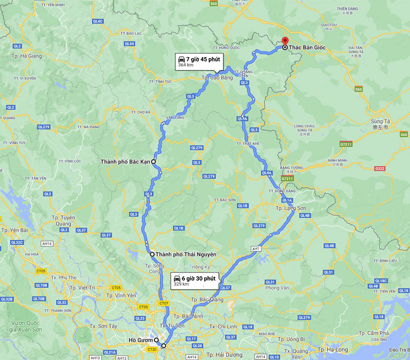 Bản đồ du lịch thác Bản Giốc Cao Bằng 